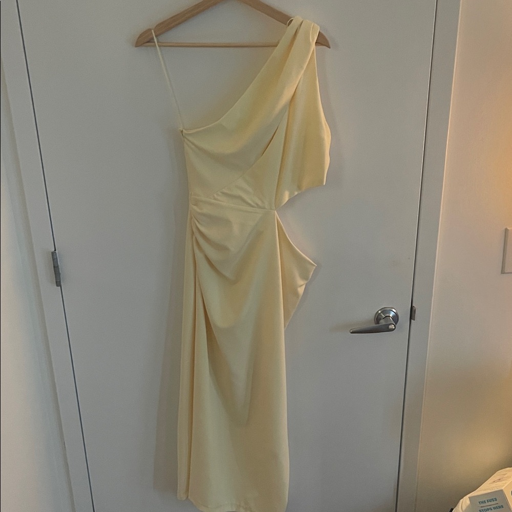 Zara Asymmetrical Yellow Cut Out Dress